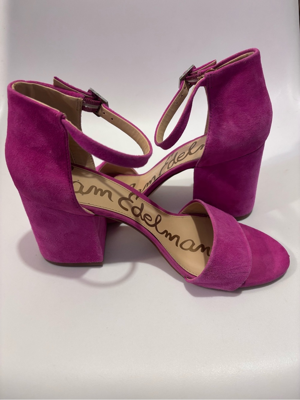 Sam Edelman Hot Pink Block Heels Wedding Guest Size 10 - Picture 4 of 5